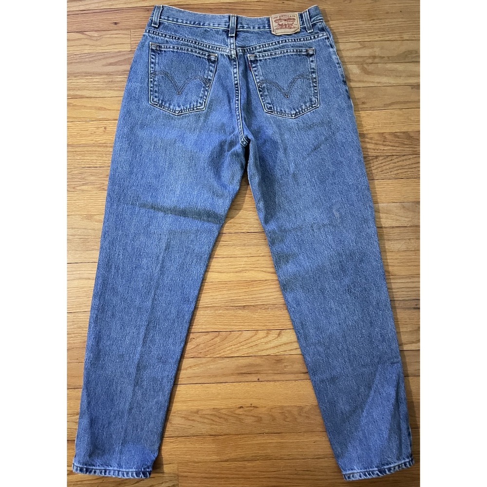 Vintage Levi's 550 Relaxed Tapered Blue 100% Cotton Denim Jeans Women 16 Long